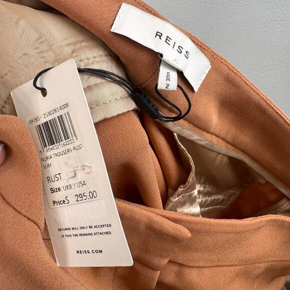 REISS Rust Nuria Tailored Blazer 6 Peak Lapel Slim Straight Pant Full Suit 4 NEW - Picture 8 of 12